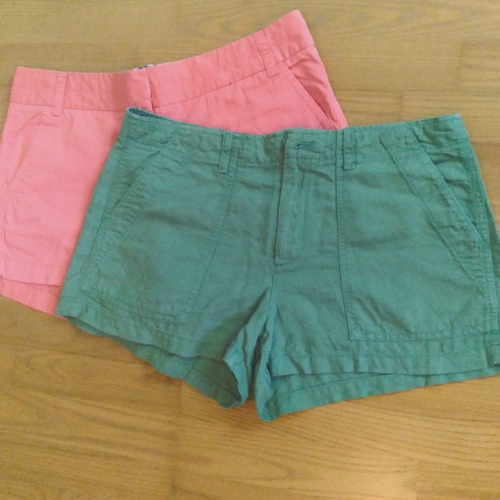 J‎ Crew GAP Bundle Women's Fun Coral and Green Preppy Beachy Vacation Shorts
